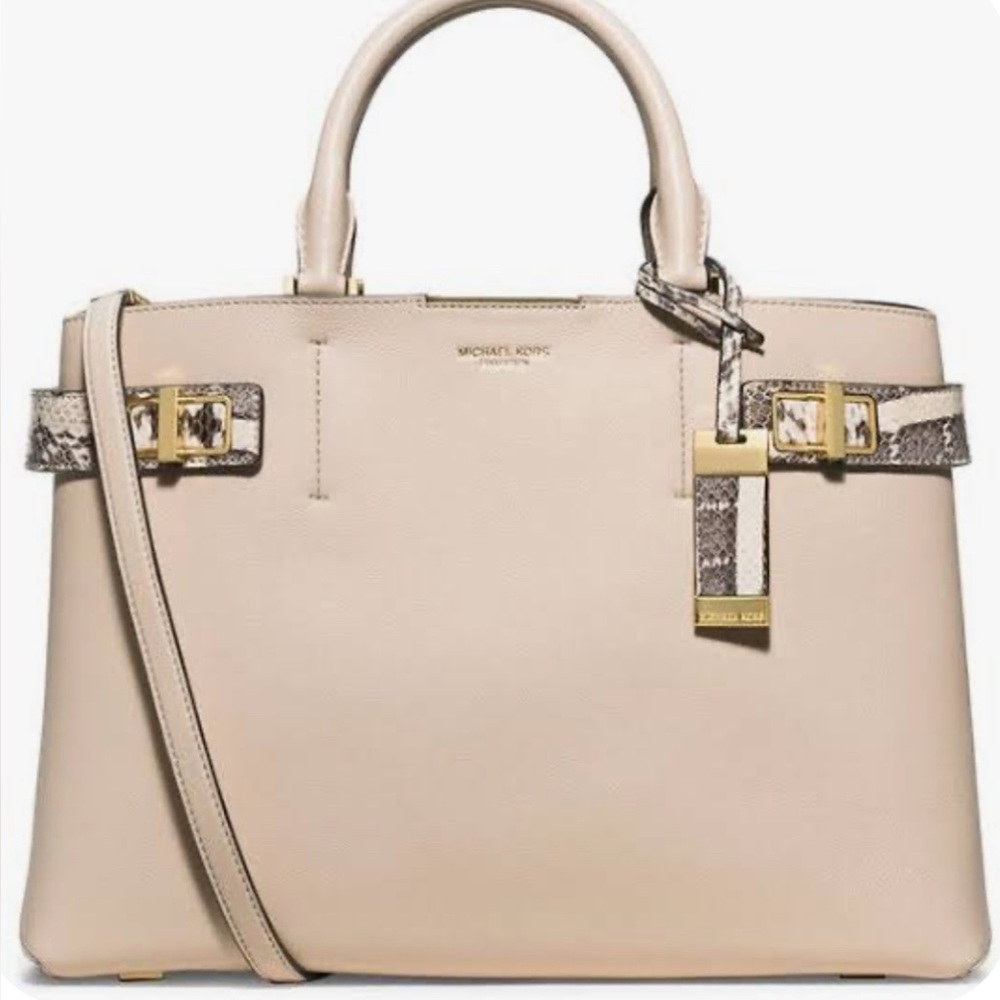 MICHAEL KORS COLLECTION Bette Satchel w/Crossbody Strap Python Embossing - Picture 3 of 16